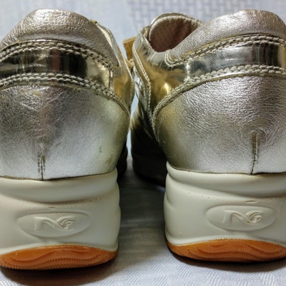 Nero Giardini Italian Velcro Sneakers Gold Silver - Picture 3 of 8